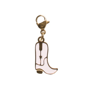 Breloque charm's en acier doré avec une botte pavée d'émail blanc. Concevez vos propres bijoux grâce à nos charm's. Ajoutez-les à vos bracelets ou colliers et apportez votre propre style et votre touche personnelle à vos bijoux.
