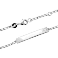 Bracelet gourmette identité en argent 925/000 rhodié avec une étoile sertie d'un oxyde de zirconium blanc. Fermoir mousqueton avec anneaux de rappel à 16 et 18 cm.