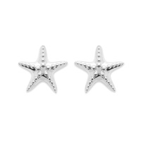 Boucles d'oreilles puces en forme d'étoile de mer en argent 925/000 rhodié.