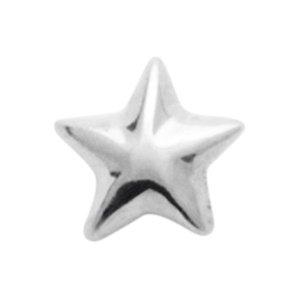 Piercing en forme d'étoile en argent 925 rhodié et une tige en titane rhodié.