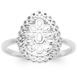 Bague avec une fleur en argent 925 rhodié.