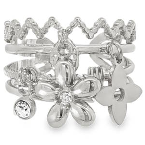 Sublime bague multi rangs en acier argenté, une parure scintillante conçue pour la femme moderne. Cette bague, façonnée en acier argenté éclatant, arbore un design unique,  sertie d'un strass rond de taille brillant. Cette collection harmonieuse apporte une touche de luxe discret à toute tenue, un symbole d'élégance intemporelle. Taille ajustable.