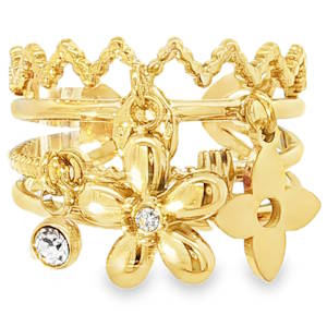 Sublime bague multi rangs en acier doré, une parure scintillante conçue pour la femme moderne. Cette bague, façonnée en acier doré éclatant, arbore un design unique,  sertie d'un strass rond de taille brillant. Cette collection harmonieuse apporte une touche de luxe discret à toute tenue, un symbole d'élégance intemporelle. Taille ajustable.