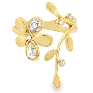 Magnifique bague cocktail en acier doré, ornée de strass taille poire et brillant, une création florale étincelante. Le design délicat et sophistiqué de cette bague en fait un bijou unique, parfait pour ajouter une touche de glamour à votre collection. Taille ajustable.