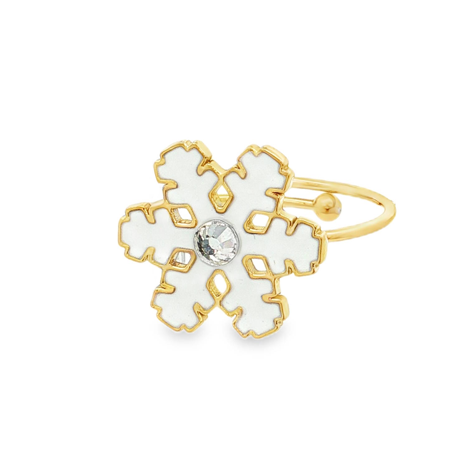 Magnifique bague cocktail en acier doré, ornée d'un strass taille brillant.<br/>Ce bijou exceptionnel est parfait pour ajouter une touche d'éclat à votre style.<br/>La monture en acier doré met en valeur le strass, créant un contraste sublime et élégant.<br/>Une pièce unique qui ne manquera pas de faire sensation.<br/>Taille ajustable. Flocon Neige Strass Adolescent Adulte Automne Femme Fille Hiver Nature Magnifique bague cocktail en acier doré, ornée d'un strass taille brillant.<br/>Ce bijou exceptionnel est parfait pour ajouter une touche d'éclat à votre style.<br/>La monture en acier doré met en valeur le strass, créant un contraste sublime et élégant.<br/>Une pièce unique qui ne manquera pas de faire sensation.<br/>Taille ajustable. Flocon Neige Strass Adolescent Adulte Automne Femme Fille Hiver Nature