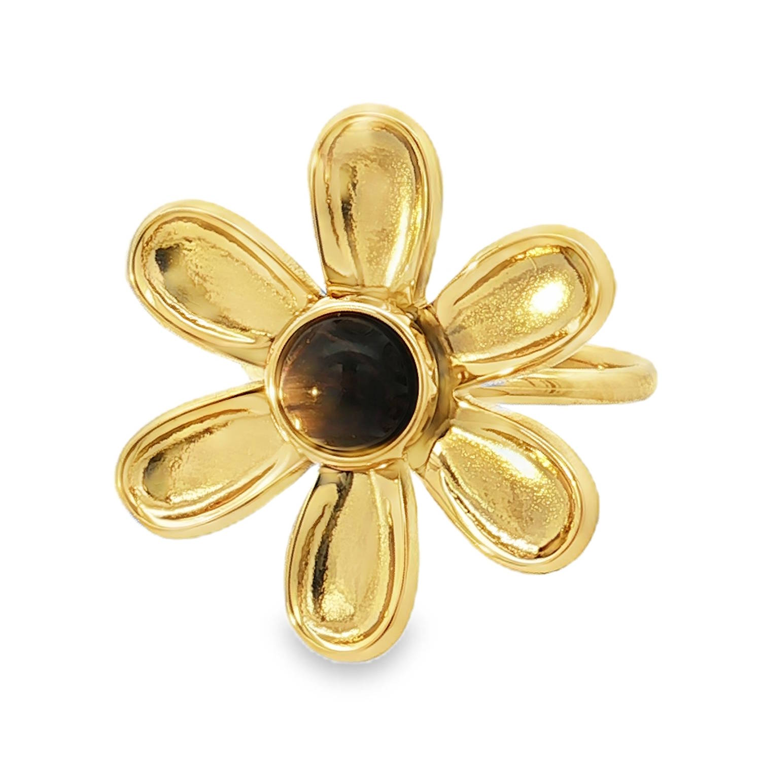 Arborez un style floral et luxueux avec cette bague cocktail en acier doré.<br/>Son design unique met en valeur une pierre ronde taillée en cabochon, capturant la lumière avec une douce translucidité.<br/>Cette bague est parfaite pour ajouter une touche d'élégance naturelle à toute tenue. Rond Adolescent Adulte Femme Fille Fleurs Indémodable Nature Arborez un style floral et luxueux avec cette bague cocktail en acier doré.<br/>Son design unique met en valeur une pierre ronde taillée en cabochon, capturant la lumière avec une douce translucidité.<br/>Cette bague est parfaite pour ajouter une touche d'élégance naturelle à toute tenue. Rond Adolescent Adulte Femme Fille Fleurs Indémodable Nature