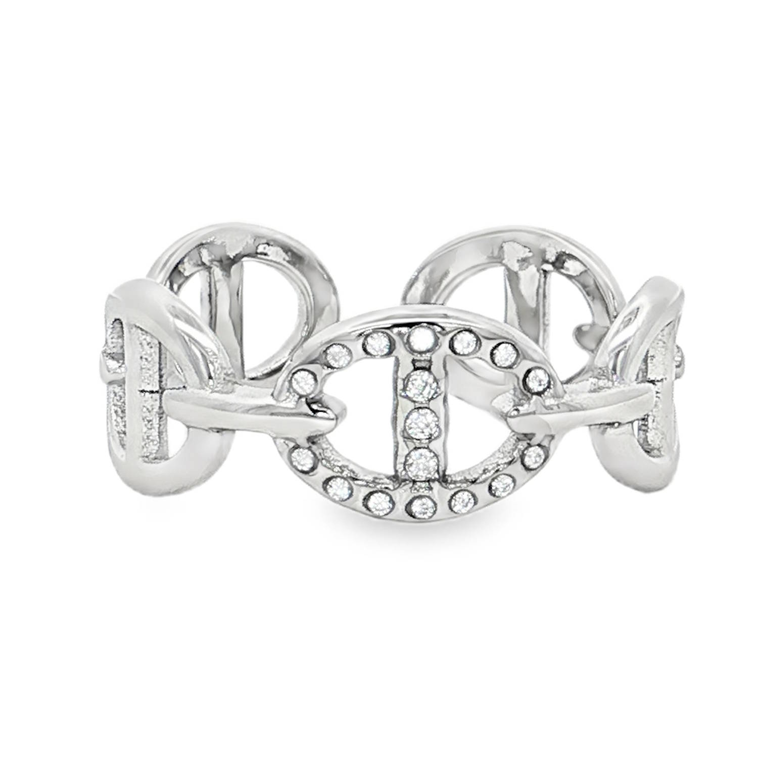 Affirmez votre style avec cette bague au design moderne et audacieux.<br/>Le maillon principal est délicatement serti de cristaux d'un blanc pur, apportant une touche de lumière et de sophistication à votre main.<br/>Réalisée en acier inoxydable, elle arbore un fini poli miroir éclatant qui ne ternit pas avec le temps.<br/>Sa structure ouverte à l'arrière permet de l'ajuster facilement à la taille de votre doigt, garantissant un confort optimal tout au long de la journée. Grain de café Strass Adolescent Adulte Femme Fille Indémodable Affirmez votre style avec cette bague au design moderne et audacieux.<br/>Le maillon principal est délicatement serti de cristaux d'un blanc pur, apportant une touche de lumière et de sophistication à votre main.<br/>Réalisée en acier inoxydable, elle arbore un fini poli miroir éclatant qui ne ternit pas avec le temps.<br/>Sa structure ouverte à l'arrière permet de l'ajuster facilement à la taille de votre doigt, garantissant un confort optimal tout au long de la journée. Grain de café Strass Adolescent Adulte Femme Fille Indémodable