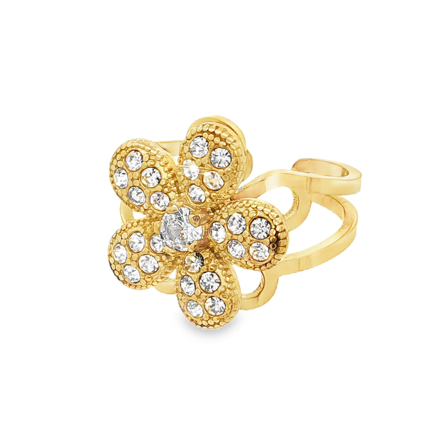 Apportez une touche de poésie et de sérénité à votre quotidien avec cette bague fidget rotative. Conçue pour allier élégance esthétique et bien-être, cette bague n'est pas seulement un bijou, c'est un véritable accessoire d'apaisement.<br/>Le cœur de ce bijou est une fleur à cinq pétales finement travaillée. Chaque pétale présente une texture perlée (grainage) qui capture la lumière et entoure des cristaux scintillants. Un cristal central plus imposant couronne l'ensemble, offrant un éclat comparable à celui d'un diamant.<br/>Anneau ajustable (ouvert à l'arrière) pour s'adapter parfaitement à toutes les morphologies de doigts. Strass Adolescent Adulte Femme Fille Fleurs Indémodable Nature Apportez une touche de poésie et de sérénité à votre quotidien avec cette bague fidget rotative. Conçue pour allier élégance esthétique et bien-être, cette bague n'est pas seulement un bijou, c'est un véritable accessoire d'apaisement.<br/>Le cœur de ce bijou est une fleur à cinq pétales finement travaillée. Chaque pétale présente une texture perlée (grainage) qui capture la lumière et entoure des cristaux scintillants. Un cristal central plus imposant couronne l'ensemble, offrant un éclat comparable à celui d'un diamant.<br/>Anneau ajustable (ouvert à l'arrière) pour s'adapter parfaitement à toutes les morphologies de doigts. Strass Adolescent Adulte Femme Fille Fleurs Indémodable Nature