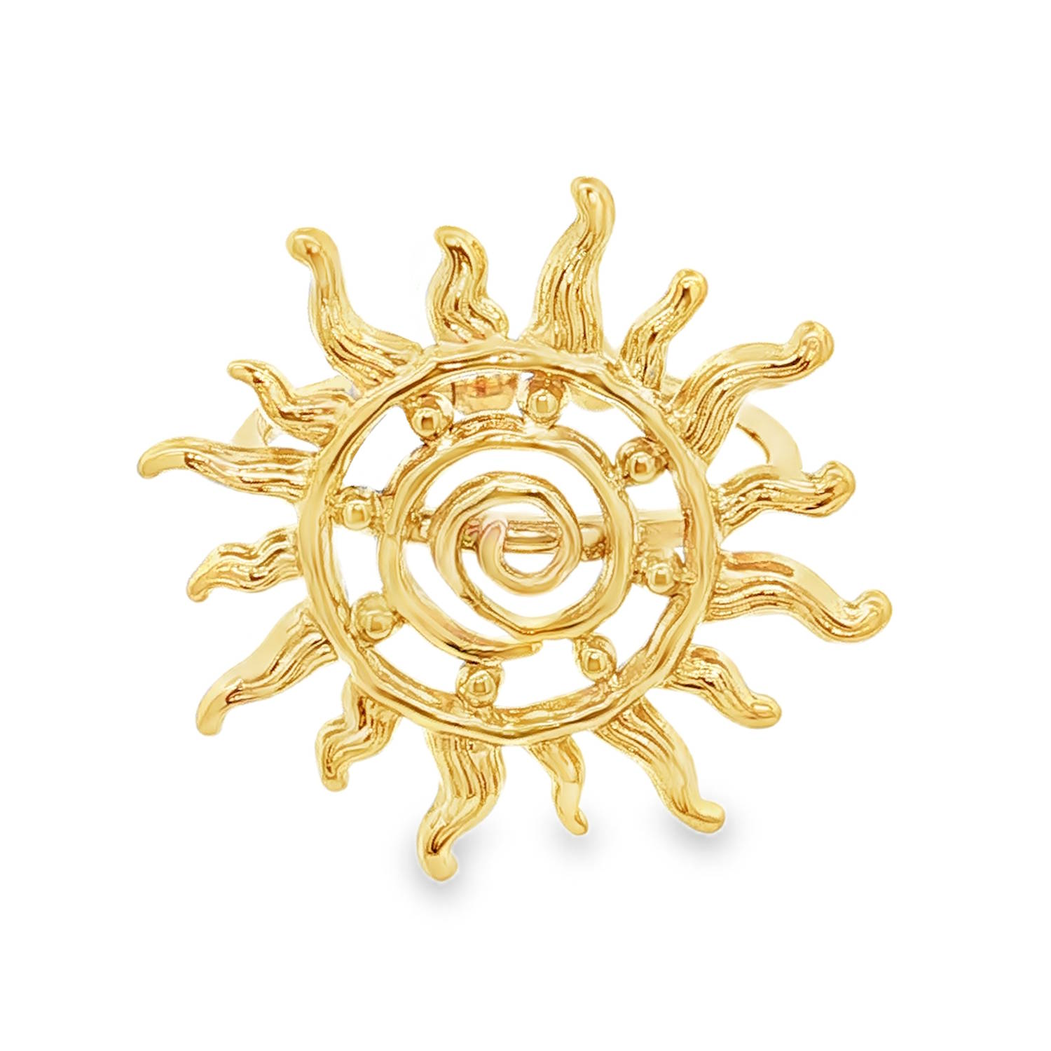 Affirmez votre style avec cette magnifique bague en acier inoxydable au design audacieux et hypnotique. Inspiré des symboles célestes et mystiques, ce bijou capture la force et la lumière du soleil pour illuminer chacun de vos mouvements.<br/>Les rayons, sculptés avec un effet ondulé et texturé, apportent du mouvement et une touche de caractère unique au bijou.<br/>La bague dispose d'un corps ajustable (ouvert à l'arrière), permettant de l'adapter parfaitement à toutes les morphologies de doigts. Soleil Adolescent Adulte Femme Fille Indémodable Nature Affirmez votre style avec cette magnifique bague en acier inoxydable au design audacieux et hypnotique. Inspiré des symboles célestes et mystiques, ce bijou capture la force et la lumière du soleil pour illuminer chacun de vos mouvements.<br/>Les rayons, sculptés avec un effet ondulé et texturé, apportent du mouvement et une touche de caractère unique au bijou.<br/>La bague dispose d'un corps ajustable (ouvert à l'arrière), permettant de l'adapter parfaitement à toutes les morphologies de doigts. Soleil Adolescent Adulte Femme Fille Indémodable Nature