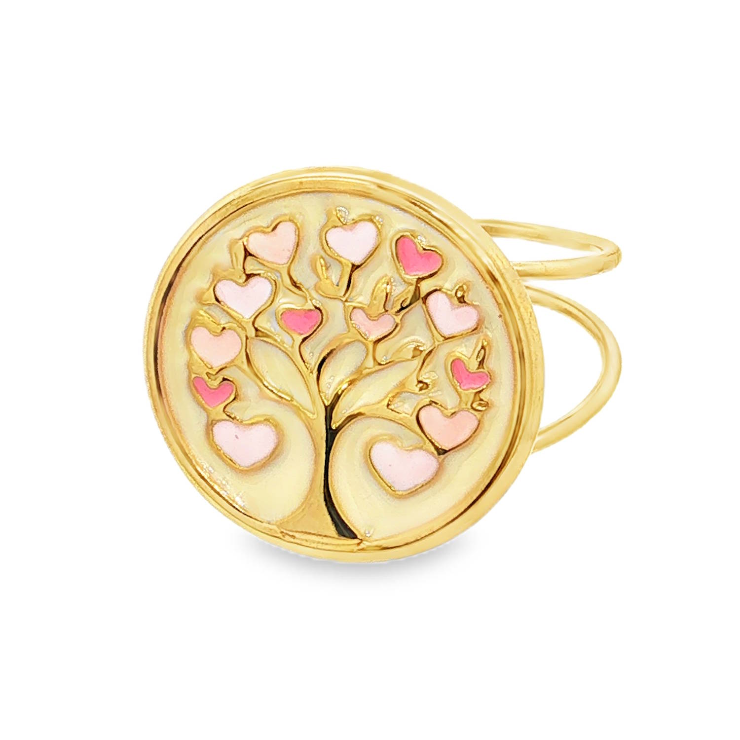 Cette magnifique bague en acier inoxydable doré allie poésie et modernité à travers un design inspiré de la nature et des sentiments.<br/Dotée d'un plateau circulaire texturé, elle met en scène un arbre de vie délicatement gravé dont les branches s'épanouissent en une multitude de petits cœurs émaillés. Les nuances douces de rose pâle et de rose vif apportent une touche de fraîcheur, de romantisme et de modernité à l'ensemble.<br/>Sa structure ouverte à l'arrière est idéale pour s'adapter facilement à toutes les tailles de doigt. Arbre Coeur Rond Adolescent Adulte Amour Eté Femme Fille Nature Printemps Symboles Cette magnifique bague en acier inoxydable doré allie poésie et modernité à travers un design inspiré de la nature et des sentiments.<br/Dotée d'un plateau circulaire texturé, elle met en scène un arbre de vie délicatement gravé dont les branches s'épanouissent en une multitude de petits cœurs émaillés. Les nuances douces de rose pâle et de rose vif apportent une touche de fraîcheur, de romantisme et de modernité à l'ensemble.<br/>Sa structure ouverte à l'arrière est idéale pour s'adapter facilement à toutes les tailles de doigt. Arbre Coeur Rond Adolescent Adulte Amour Eté Femme Fille Nature Printemps Symboles