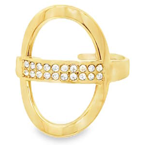 Arborez une élégance moderne avec cette bague bandeau en acier doré. Son design minimaliste met en valeur des strass ronds taille brillant, apportant une touche de luxe discret. Parfaite pour ajouter une note sophistiquée à votre quotidien. Taille ajustable.