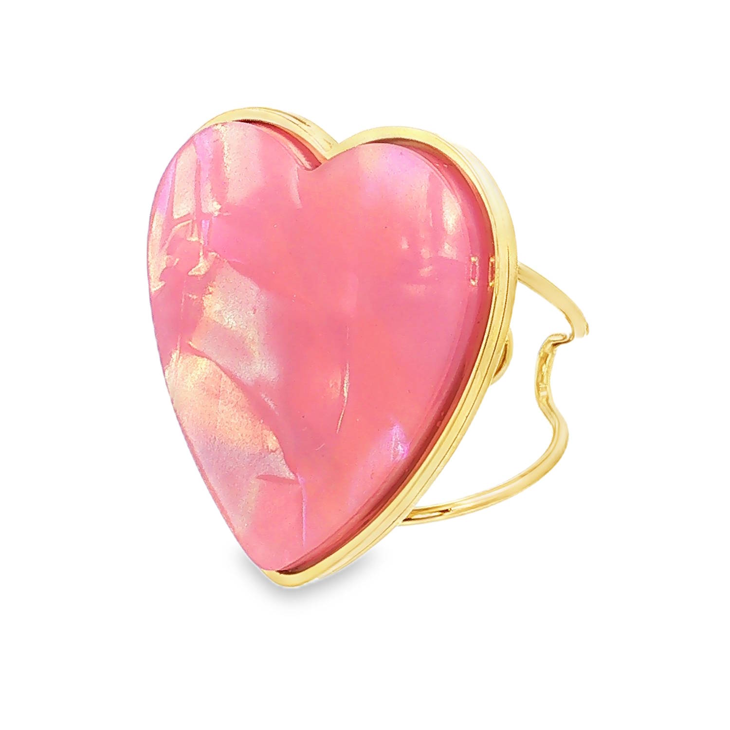 Affirmez votre style avec cette bague audacieuse qui allie la force de l’acier à la douceur d’un symbole universel. Ce bijou se distingue par son imposant cabochon en forme de cœur, offrant un éclat unique et une présence irrésistible au doigt.<br/>Le cœur présente un fini rose nacré aux reflets marbrés. Sa texture visuelle rappelle la nacre, offrant des nuances changeantes selon la lumière.<br/>Sa structure ajustable permet de l'adapter facilement à toutes les morphologies de doigts. Coeur Adolescent Adulte Amour Femme Fille Indémodable Affirmez votre style avec cette bague audacieuse qui allie la force de l’acier à la douceur d’un symbole universel. Ce bijou se distingue par son imposant cabochon en forme de cœur, offrant un éclat unique et une présence irrésistible au doigt.<br/>Le cœur présente un fini rose nacré aux reflets marbrés. Sa texture visuelle rappelle la nacre, offrant des nuances changeantes selon la lumière.<br/>Sa structure ajustable permet de l'adapter facilement à toutes les morphologies de doigts. Coeur Adolescent Adulte Amour Femme Fille Indémodable