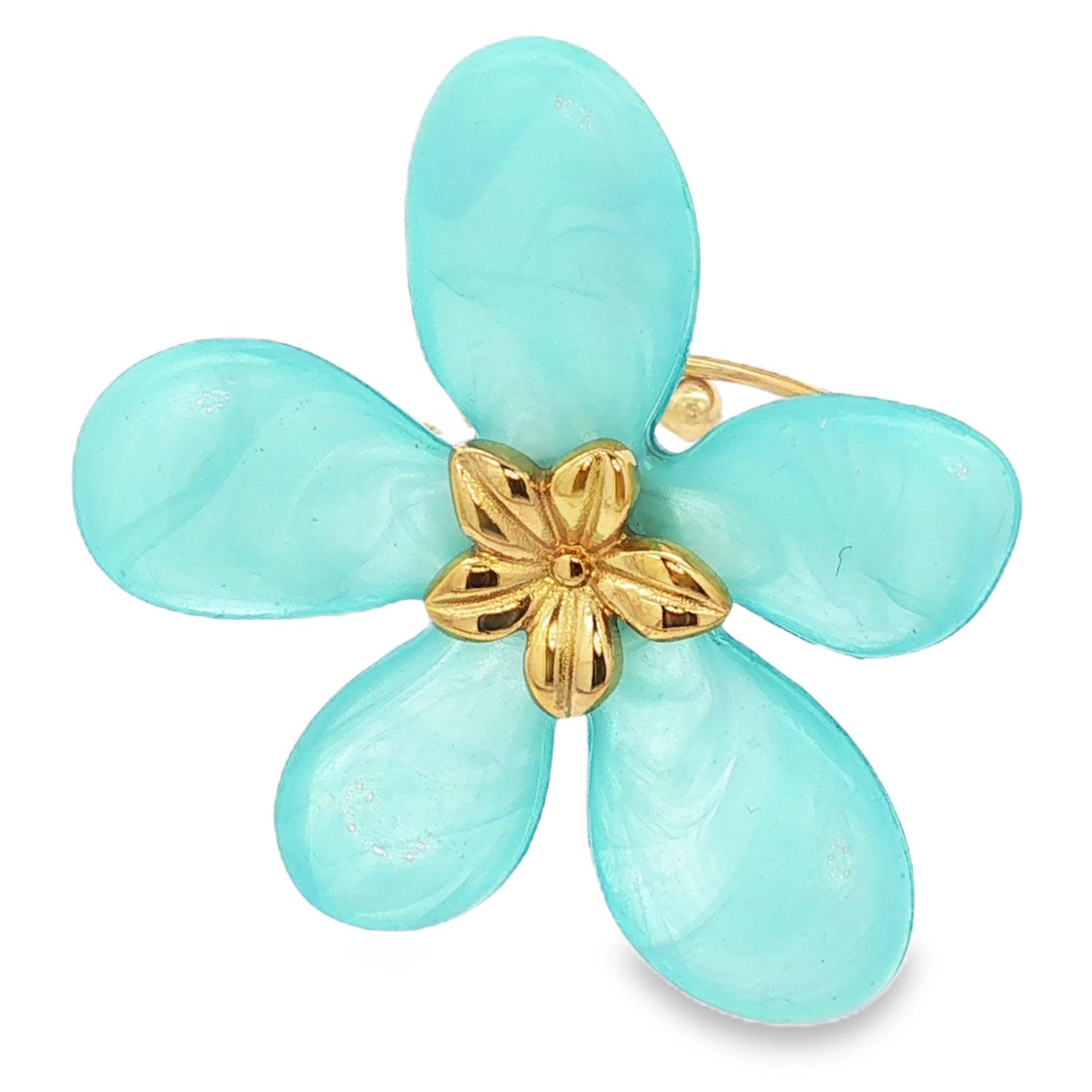 La bague se distingue par son imposant motif en forme de fleur à cinq pétales. La résine d'un bleu azur vibrant présente des effets marbrés délicats, rappelant la clarté d'une eau tropicale. Au centre, un pistil en acier doré finement ciselé apporte une touche d'éclat et de relief.<br/>Sa structure ajustable permet de l'adapter facilement à toutes les morphologies de doigts. Adolescent Adulte Eté Femme Fille Fleurs Nature Printemps La bague se distingue par son imposant motif en forme de fleur à cinq pétales. La résine d'un bleu azur vibrant présente des effets marbrés délicats, rappelant la clarté d'une eau tropicale. Au centre, un pistil en acier doré finement ciselé apporte une touche d'éclat et de relief.<br/>Sa structure ajustable permet de l'adapter facilement à toutes les morphologies de doigts. Adolescent Adulte Eté Femme Fille Fleurs Nature Printemps