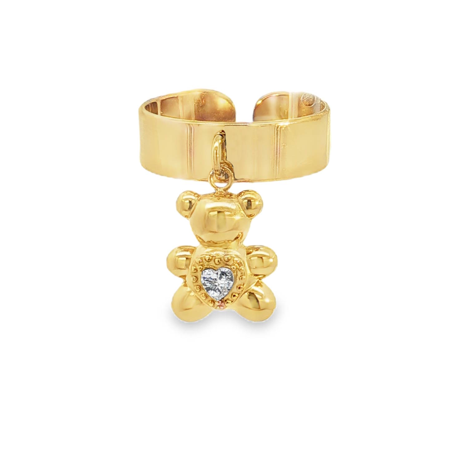 Sublime bague bandeau en acier doré, ornée d'un charmant pendentif ourson.<br/>Le corps de l'ourson est délicatement serti d'un strass taille cœur, révélant un éclat exceptionnel grâce à sa taille brillant.<br/>Un bijou tendance qui illuminera votre quotidien avec une touche de douceur et de raffinement.<br/>Taille ajustable. Coeur Ours Strass Adolescent Adulte Amour Animaux Femme Fille Indémodable Sublime bague bandeau en acier doré, ornée d'un charmant pendentif ourson.<br/>Le corps de l'ourson est délicatement serti d'un strass taille cœur, révélant un éclat exceptionnel grâce à sa taille brillant.<br/>Un bijou tendance qui illuminera votre quotidien avec une touche de douceur et de raffinement.<br/>Taille ajustable. Coeur Ours Strass Adolescent Adulte Amour Animaux Femme Fille Indémodable