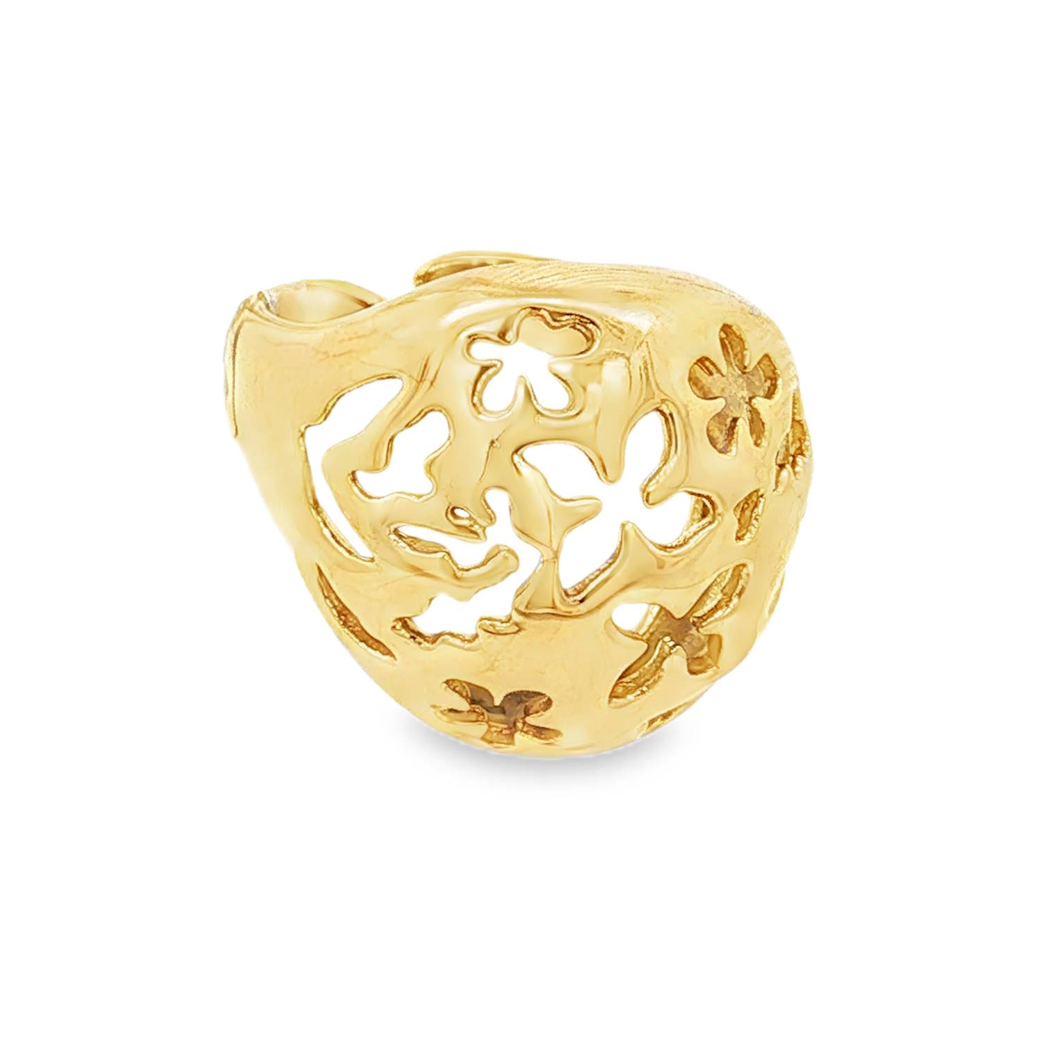 Affirmez votre style avec cette bague imposante au design artistique et organique. Conçue en acier inoxydable de haute qualité, cette pièce se distingue par son volume généreux et son travail de découpe précis.<br/>La bague présente un jeu de silhouettes ajourées représentant des fleurs et des éléments végétaux stylisés. Ces découpes laissent transparaître la peau, créant un contraste délicat avec la solidité du métal.<br/>Grâce à son anneau ouvert à l'arrière, elle s'adapte parfaitement à différentes tailles de doigts, permettant de la porter aussi bien sur l'index que sur l'annulaire selon vos envies. Adolescent Adulte Femme Fille Fleurs Indémodable Nature Affirmez votre style avec cette bague imposante au design artistique et organique. Conçue en acier inoxydable de haute qualité, cette pièce se distingue par son volume généreux et son travail de découpe précis.<br/>La bague présente un jeu de silhouettes ajourées représentant des fleurs et des éléments végétaux stylisés. Ces découpes laissent transparaître la peau, créant un contraste délicat avec la solidité du métal.<br/>Grâce à son anneau ouvert à l'arrière, elle s'adapte parfaitement à différentes tailles de doigts, permettant de la porter aussi bien sur l'index que sur l'annulaire selon vos envies. Adolescent Adulte Femme Fille Fleurs Indémodable Nature