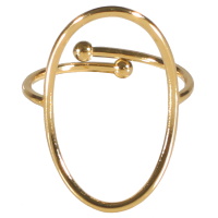 Bague surmontée d'un cercle ovale en acier doré. Taille ajustable.