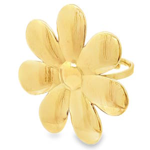 Rehaussez votre style avec cette bague unique, sculptée en acier doré éclatant. Son design floral audacieux capture la lumière et attire les regards, idéale pour celles qui aiment affirmer leur personnalité avec élégance. Portez cette pièce maîtresse pour une touche de luxe et de raffinement. Taille ajustable.