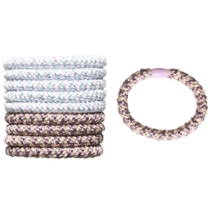 Lot de 10 élastiques pour cheveux en textile multicolore.