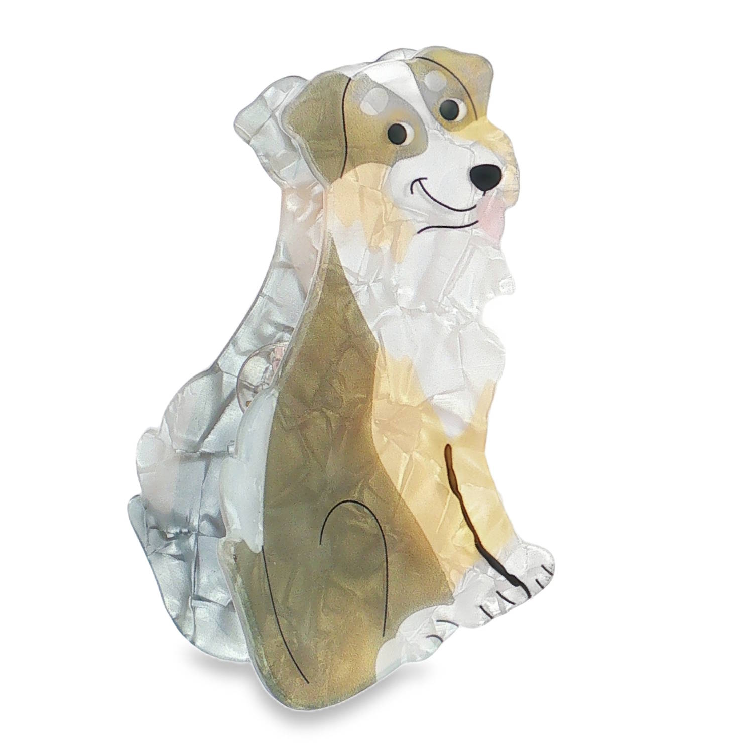 Cette pince à cheveux est un accessoire à la fois original et plein de charme, parfait pour les amoureux des animaux.<br/>La pince représente un chien de type Border Collie dans une position assise et fière.<br/>Le dessin est stylisé avec un petit sourire malicieux, lui donnant un air amical et cartoon. Chien Adolescent Adulte Animaux Enfant Femme Fille Indémodable Nature Cette pince à cheveux est un accessoire à la fois original et plein de charme, parfait pour les amoureux des animaux.<br/>La pince représente un chien de type Border Collie dans une position assise et fière.<br/>Le dessin est stylisé avec un petit sourire malicieux, lui donnant un air amical et cartoon. Chien Adolescent Adulte Animaux Enfant Femme Fille Indémodable Nature