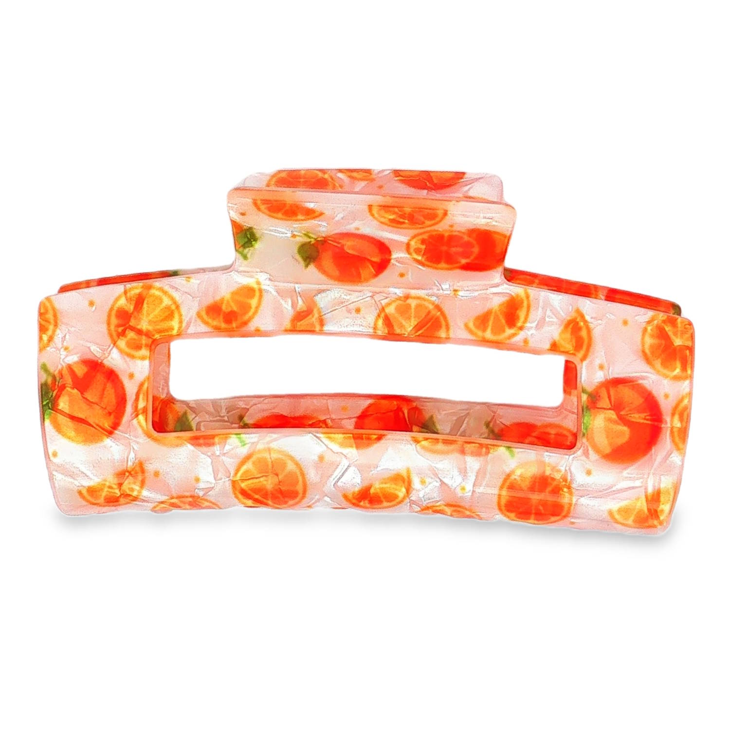Cette pince à cheveux allie fraîcheur fruitée et style rétro pour dynamiser toutes vos coiffures. C'est l'accessoire idéal pour apporter une touche de pep's et de couleur à votre look quotidien.<br/>La pince arbore un imprimé d'agrumes (oranges et tranches d'orange) éclatants, évoquant immédiatement l'été et la fraîcheur. Adolescent Adulte Femme Fille Fruits Indémodable Nature Cette pince à cheveux allie fraîcheur fruitée et style rétro pour dynamiser toutes vos coiffures. C'est l'accessoire idéal pour apporter une touche de pep's et de couleur à votre look quotidien.<br/>La pince arbore un imprimé d'agrumes (oranges et tranches d'orange) éclatants, évoquant immédiatement l'été et la fraîcheur. Adolescent Adulte Femme Fille Fruits Indémodable Nature