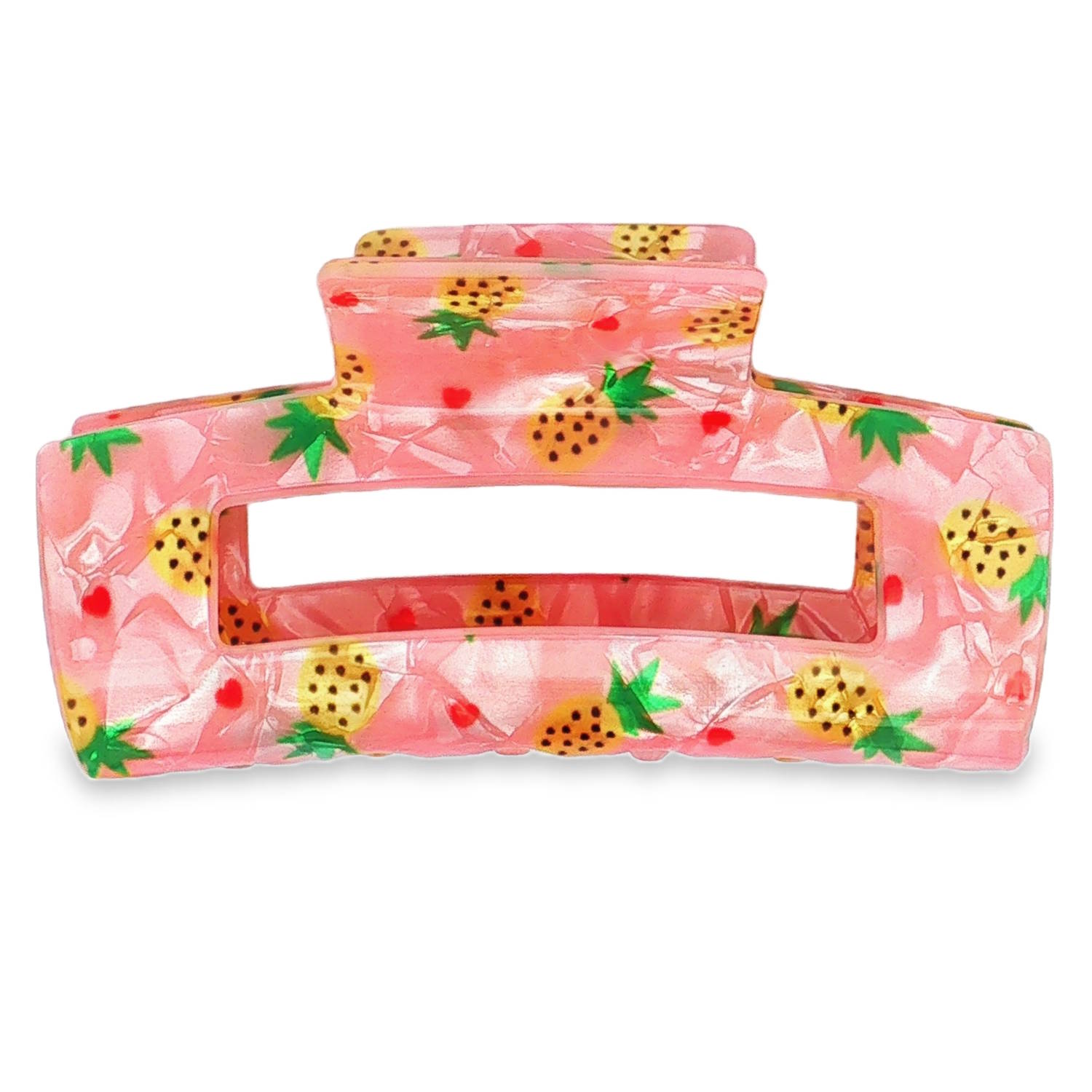 Ajoutez une touche de gourmandise et de soleil à votre coiffure avec cette pince à cheveux rectangulaire au design unique. Son esthétique rétro et colorée en fait l'accessoire indispensable pour égayer vos tenues estivales.<br/>Ornée d'une multitude de petits ananas stylisés et de discrets petits cœurs rouges, elle dégage une vibration joyeuse et décontractée. Ananas Adolescent Adulte Femme Fille Fruits Indémodable Nature Ajoutez une touche de gourmandise et de soleil à votre coiffure avec cette pince à cheveux rectangulaire au design unique. Son esthétique rétro et colorée en fait l'accessoire indispensable pour égayer vos tenues estivales.<br/>Ornée d'une multitude de petits ananas stylisés et de discrets petits cœurs rouges, elle dégage une vibration joyeuse et décontractée. Ananas Adolescent Adulte Femme Fille Fruits Indémodable Nature