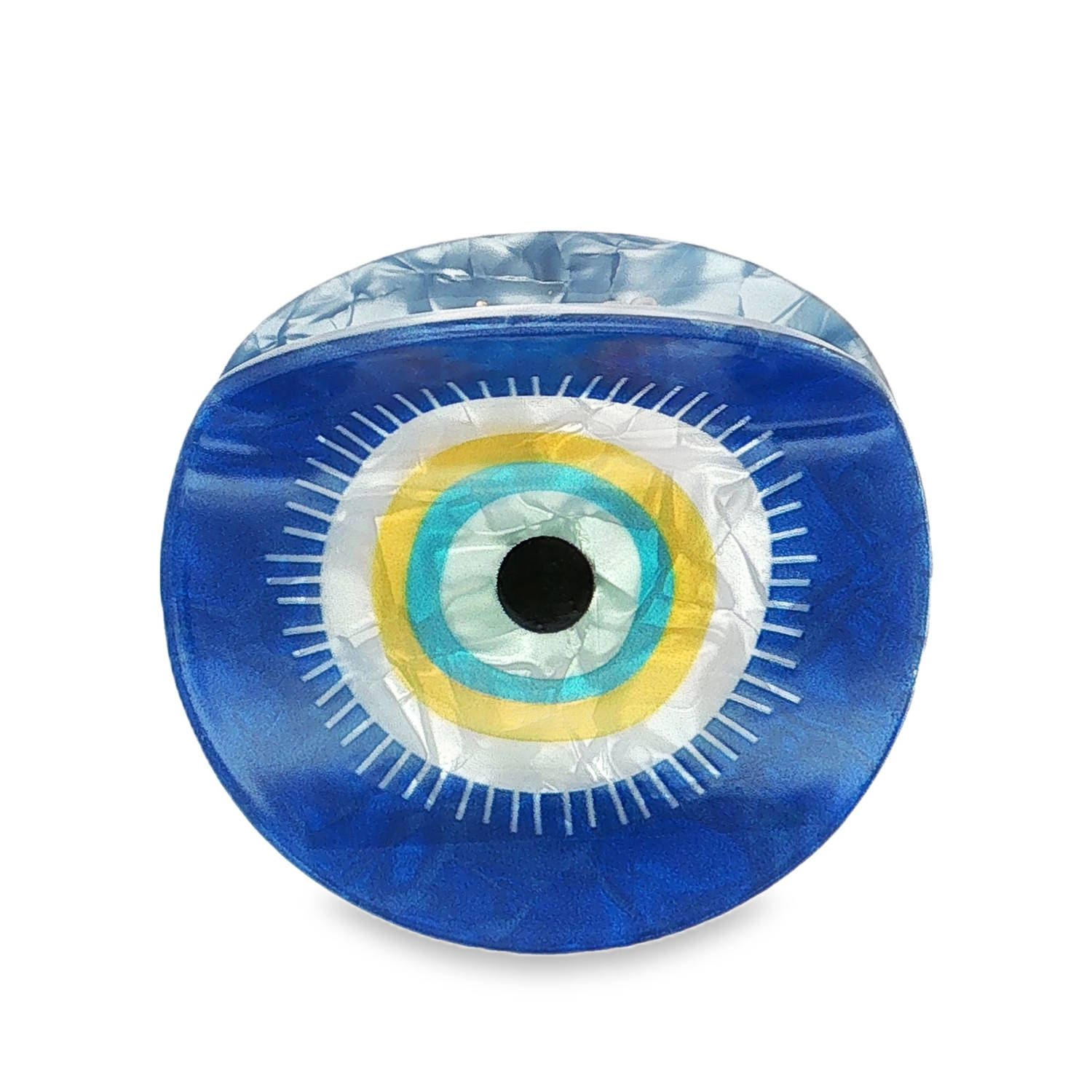 Cette pince à cheveux allie utilité et symbolisme avec un design audacieux inspiré du célèbre Nazar Boncuk (l'œil porte-bonheur). C’est l’accessoire parfait pour ajouter une touche mystique et colorée à votre coiffure.<br/>La pince arbore un motif d'œil stylisé avec des cercles concentriques vibrants : un pupille noire centrale, entourée de nuances de bleu turquoise, de jaune citron et de blanc nacré. Oeil Oeil de Turquie Adolescent Adulte Femme Fille Indémodable Symboles Cette pince à cheveux allie utilité et symbolisme avec un design audacieux inspiré du célèbre Nazar Boncuk (l'œil porte-bonheur). C’est l’accessoire parfait pour ajouter une touche mystique et colorée à votre coiffure.<br/>La pince arbore un motif d'œil stylisé avec des cercles concentriques vibrants : un pupille noire centrale, entourée de nuances de bleu turquoise, de jaune citron et de blanc nacré. Oeil Oeil de Turquie Adolescent Adulte Femme Fille Indémodable Symboles