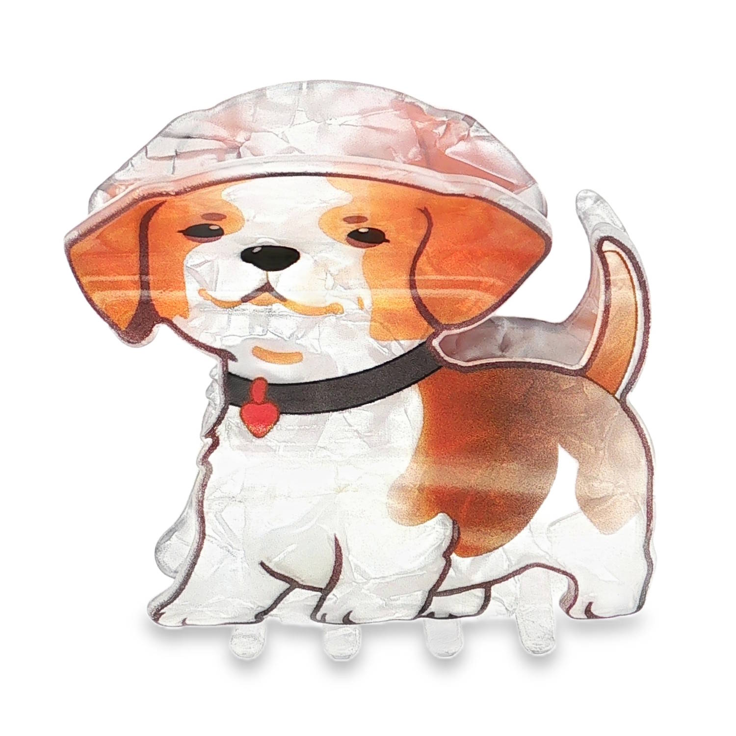 Cette pince à cheveux est l'accessoire idéal pour ajouter une touche de fantaisie et de douceur à votre coiffure.<br/>Cette pince à cheveux représente un adorable petit chien de race Beagle. Le design adopte un style illustratif et kawaii avec des traits arrondis et une expression paisible. Chien Adolescent Adulte Animaux Enfant Femme Fille Indémodable Nature Cette pince à cheveux est l'accessoire idéal pour ajouter une touche de fantaisie et de douceur à votre coiffure.<br/>Cette pince à cheveux représente un adorable petit chien de race Beagle. Le design adopte un style illustratif et kawaii avec des traits arrondis et une expression paisible. Chien Adolescent Adulte Animaux Enfant Femme Fille Indémodable Nature