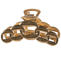 Pince crabe pour cheveux en forme de chaîne en métal doré.