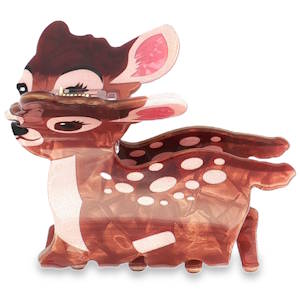 Magnifique pince crabe pour cheveux représentant une faon de couleurs vives et nacrées.