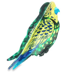 Magnifique pince crabe pour cheveux représentant un perroquet de couleurs vives et nacrées.