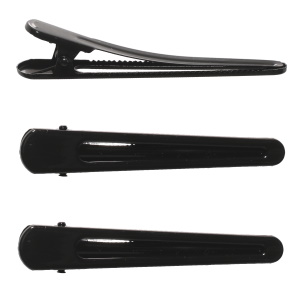 Lot de 3 pinces pour cheveux de couleur noir brillant.