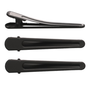 Lot de 3 pinces pour cheveux de couleur noir mat.