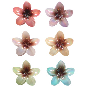 Pince crabe à cheveux en forme de fleur multicolore. 6 modèles différents. Votre préférence en commentaire.