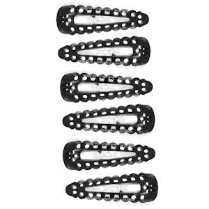 Ajoutez une touche d'élégance vintage à votre coiffure avec ce lot de six barrettes clic-clac. Conçues avec un fini brillant et des découpes délicates, elles allient parfaitement fonctionnalité et style classique.