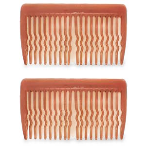 Lot de 2 peignes pour cheveux en plastique marron transparent.