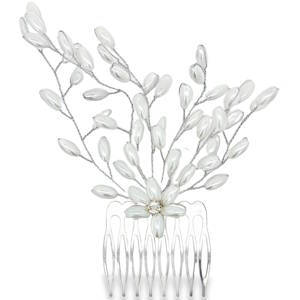 Élégant peigne à cheveux orné de perles nacrées, montées sur une structure argentée délicate. Parfait pour sublimer une coiffure de mariage ou apporter une touche sophistiquée à une tenue de soirée. L'éclat subtil des perles illumine la chevelure avec raffinement, faisant de cet accessoire un bijou intemporel.