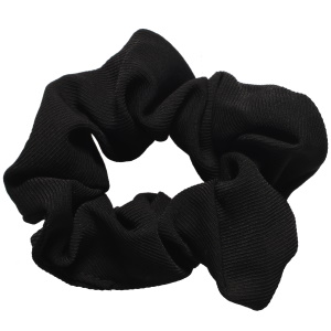 Chouchou élastique pour cheveux en textile de couleur noire.