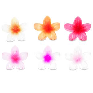 Pince à cheveux en forme de fleurs de frangipanier, parfaite pour apporter une touche tropicale et estivale à une coiffure. Chaque pince imite la silhouette délicate d'une fleur exotique à cinq pétales. 6 coloris différents. Vendu à l'unité. Votre préférence en commentaires.