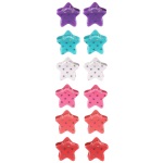 Lot de 12 mini pinces crabe pour cheveux en forme d'étoile en plastique de couleur.
