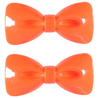 Lot de 2 barrettes à cheveux en forme de nœud papillon en plastique de couleur orange.