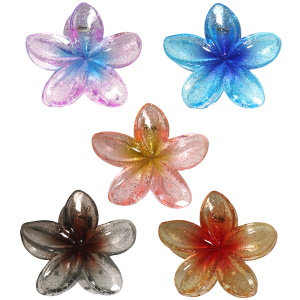 Pince pour cheveux en forme de fleur en plastique multicolore. 5 coloris différents. Vendu à l'unité. Votre préférence en commentaire.