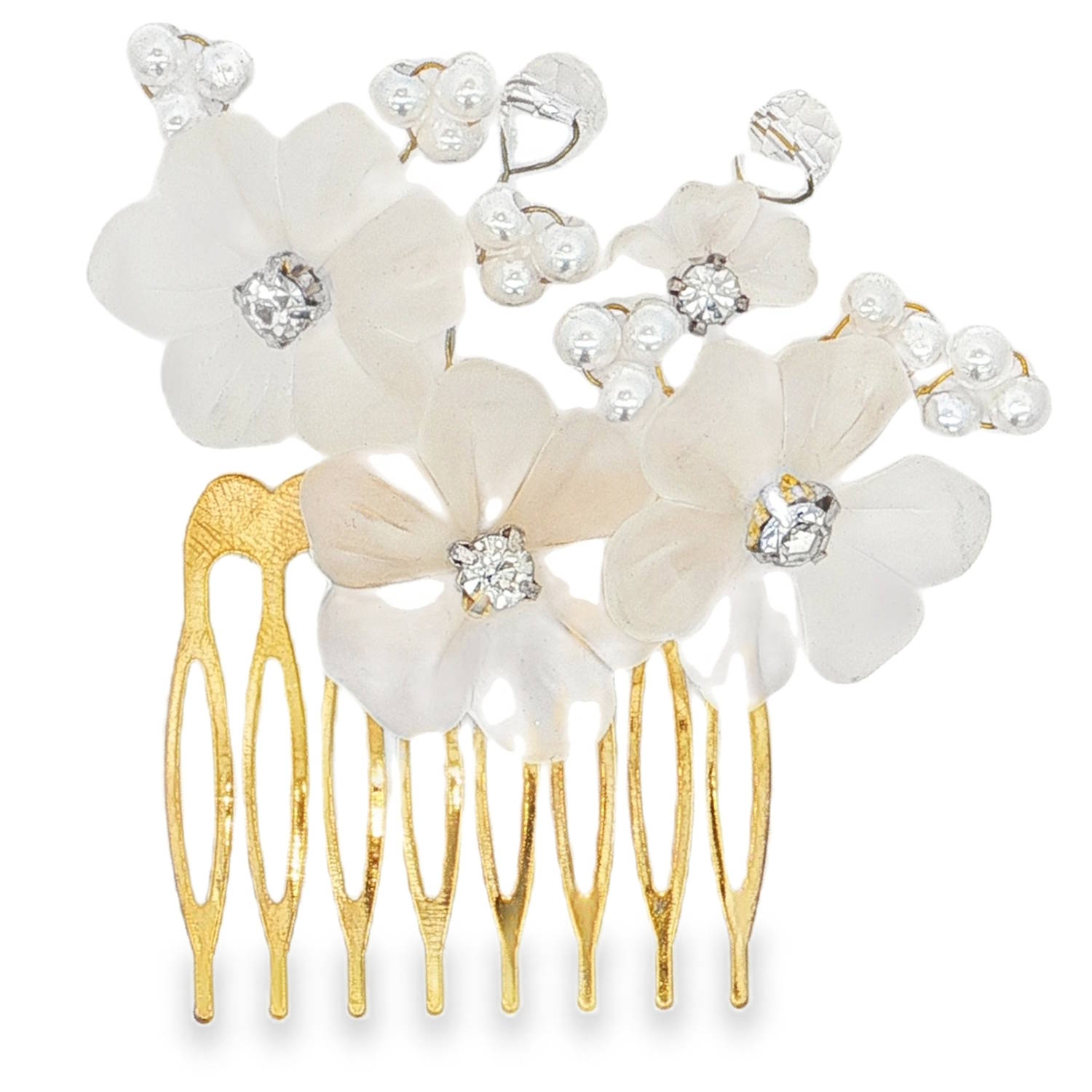 Sublime peigne dorée, ornée de délicates fleurs nacrées et de perles fines.<br/>Un accessoire de coiffure idéal pour illuminer votre chevelure avec une touche romantique et sophistiquée.<br/>Confectionnée avec des matériaux de haute qualité, cet peigne apporte une élégance subtile à votre coiffure pour les occasions spéciales. Perle Adolescent Adulte Femme Fiançailles Fille Fleurs Indémodable Mariage Nature Sublime peigne dorée, ornée de délicates fleurs nacrées et de perles fines.<br/>Un accessoire de coiffure idéal pour illuminer votre chevelure avec une touche romantique et sophistiquée.<br/>Confectionnée avec des matériaux de haute qualité, cet peigne apporte une élégance subtile à votre coiffure pour les occasions spéciales. Perle Adolescent Adulte Femme Fiançailles Fille Fleurs Indémodable Mariage Nature