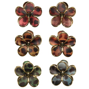 Pince crabe pour cheveux en forme de fleur. 6 coloris différents. Vendu à l'unité. Votre préférence en commentaires.