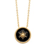 Collier avec pendentif motif étoile en plaqué or et émail de couleur noire.