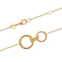 Bracelet composé de deux cercles en plaqué or jaune 18 carats. Fermoir mousqueton avec anneaux de rappel à 16 et 18 cm.