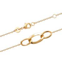 Bracelet composé d'une chaîne et d'un motif de chaîne en plaqué or jaune 18 carats. Fermoir mousqueton avec anneaux de rappel à 16 et 18 cm.