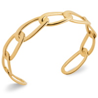 Bracelet jonc rigide ouvert au motif de chaîne en plaqué or jaune 18 carats.