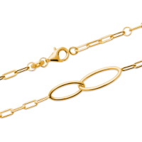 Bracelet composé d'une chaîne et de deux maillons de chaîne ovales en plaqué or jaune 18 carats. Fermoir mousqueton avec anneaux de rappel à 16 et 18 cm.