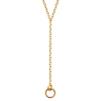Collier en forme de Y composé d'une chaîne et d'un pendentif de deux cercles entrelacés en plaqué or jaune 18 carats. Fermoir mousqueton avec anneaux de rappel à 40, 42 et 45 cm.