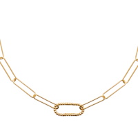 Collier chaîne avec un chaînon disposant d'un fermoir mousqueton en plaqué or jaune 18 carats.
